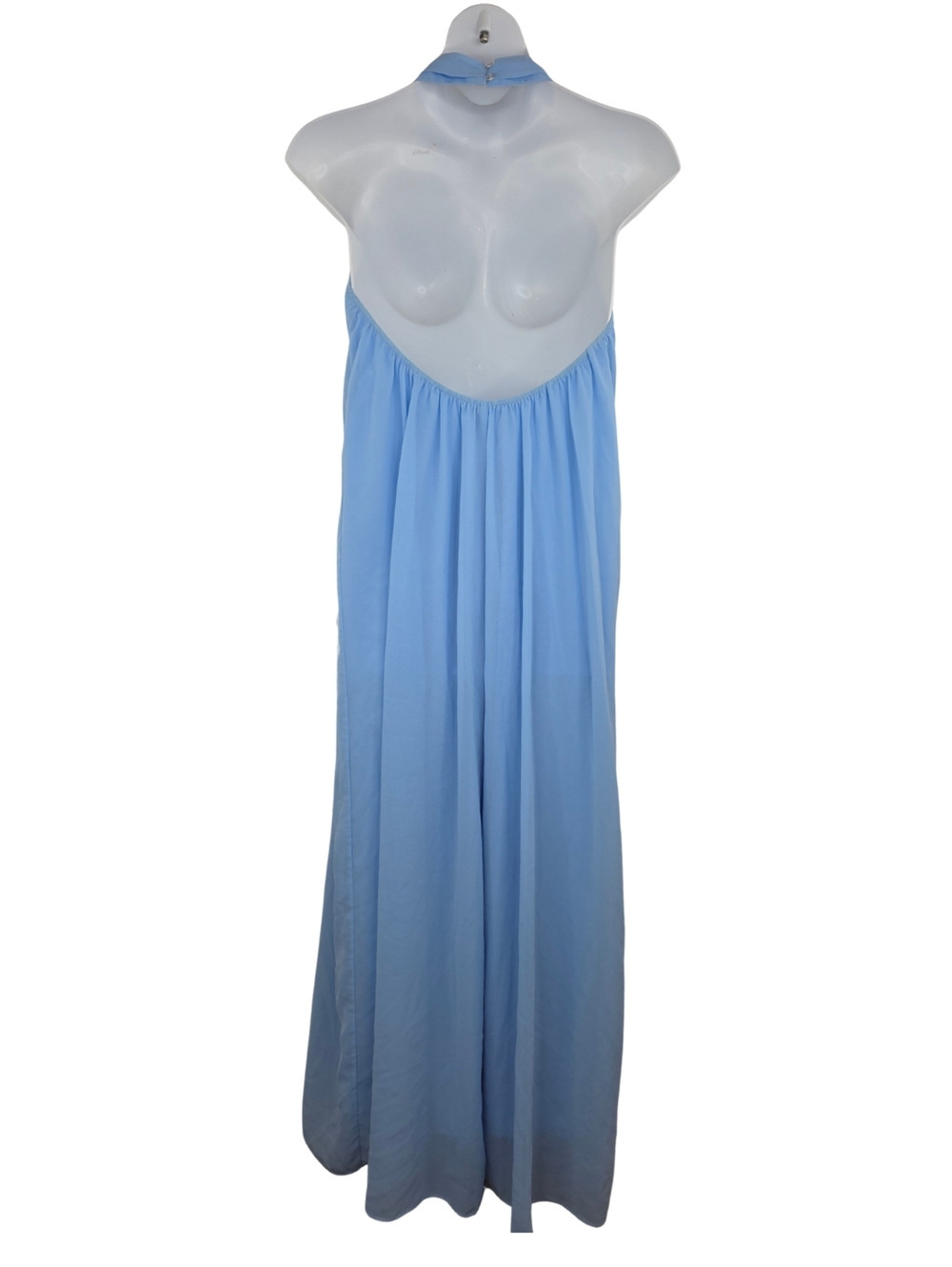 Halter Neck Wide-Leg XL Jumpsuit Dusty Blue 3522-AG - Picture 4 of 12